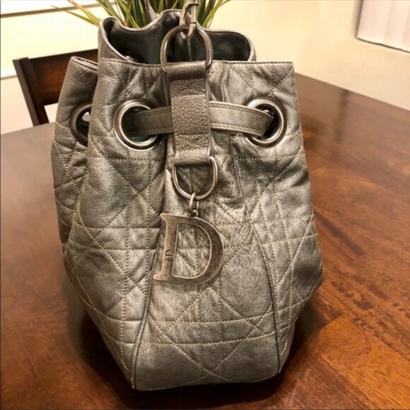 Christian Dior Cannage Quilted Leather Drawstring Bag - Picture 6 of 14